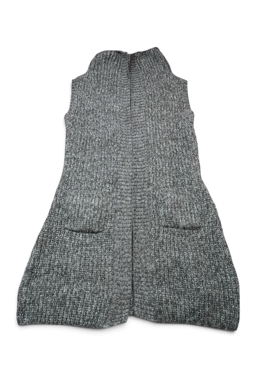 PrAna Sweater Vest Womens Small Gray Duster Chunky Knit Open Front Pockets